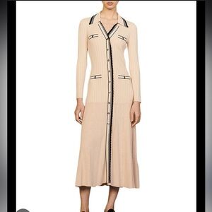 Sandro Alexandrine Ribbed Midi Dress S